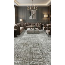 Nesrin Jel Kaymaz Taban Kesme Halı Yolluk Kahverengi Krem Kendinden Desenli Makinede Yıkanabilir