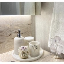 UltraMint Beyaz Mermer ve Güç Detaylı 5'li Banyo Seti Takımı