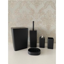 UltraMint Modern 5 Parça Siyah Kare Banyo Seti, Şık ve Kullanışlı Tasarım