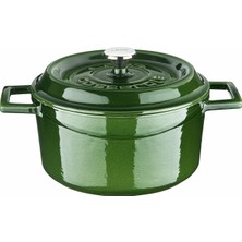 Braventa Collection Premium Serisi - Döküm Yuvarlak Tencere, 20 Cm, Majolik Yeşil