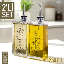Trend Maison Cam Yağlık Sirkelik Mutfak Şişe Seti Sızdırmaz Paslanmaz Kapaklı 350 ml 2 Adet