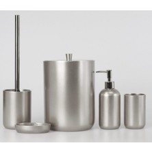 UltraMint Şık 5 Parça Polyester Banyo Takımı Elegance Gümüş Renk
