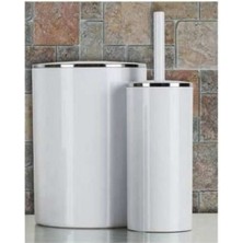 UltraMint Primanova Lenox 2 Parça Çöp Kovası ve Wc Fırçası Seti Beyaz