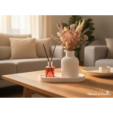 Momenti Di Passione El Yapımı Beyaz Taş Tozu Dekoratif Vazo ve Oda Kokusu Seti - 3 Parça Lüks Hediyelik Set