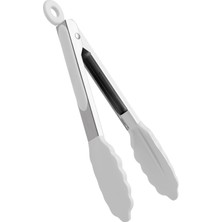 Braventa Collection Baker Home Beyaz Silikon Uçlu Mutfak Maşası - 23 Cm, Asma Kilit Sistemli Paslanmaz Çelik Sap, Kolay