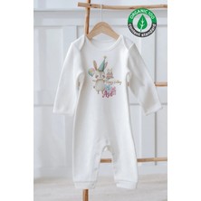 Lilabio %100 Pamuk Isme Özel Isimli Doğum Günü Bebek Tulum Tavşan