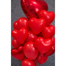 Baloncu Dede Sevgililer Günü Kırmızı Kalp Balon Seti Folyo Kalp Lateks Kalp Normal Balon Romantik Oda Süsleme