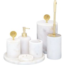 UltraMint Mermer Midye Detaylı 7'li Banyo Seti, Şık ve Modern Tasarım