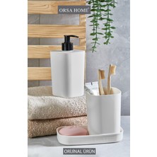 UltraMint Beyaz 3'lü Banyo Seti: Sabunluk, Diş Fırçalık ve Sıvı Sabunluk