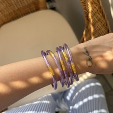 Alice İsstanbul Mor Plastik Simli Bilezik Seti