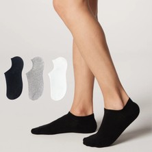 Kral Socks Kadın - Erkek - Unisex Düz Desen (3 Çift) Pamuklu 40-44 Beden Terletmez Görünmez Çorap