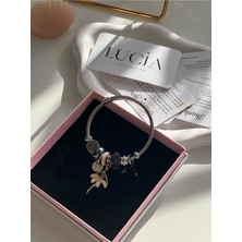 Luciaonline Gümüş Renk Pink Ballerina Charmlı Çelik Bileklik