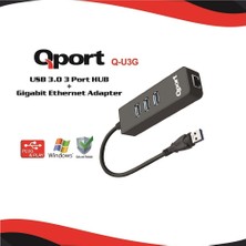 Binbir Göz Bilgisayar Qport Q-U3G 10/100/1000 Usb3.0 3port USB Çok+Usb Ethernet
