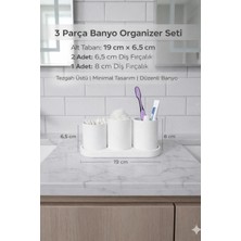 UltraMint 3’lü Banyo Organizer Seti, Diş Fırçalık ve Pamukluk, Minimal Düzenleyici