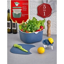 Favorin Karıştırma Kabı Kesme Tahtası Süzgeç Limon ve Narenciye Sıkacağı Seti