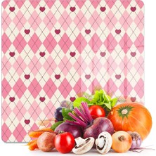 Decovetro Cam Kesme Tahtası ve Sunumluk Kare Pembe Baklava Desenli 30 x 30 cm