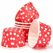 Braventa Collection Trend Hediye Sepeti 50'li Kırmızı Puantiyeli Muffin Kek Kalıbı, Kek Kapsülü Cupcake Kalıbı, Airfryer