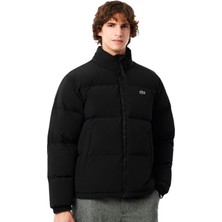 Lacoste Relaxed Fit Down Fill Mens Jacket Gizlenebilir Kapüşonlu Rahat Kesim Suya Dayanıklı Erkek Kaz Tüyü Mont Siyah