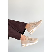 Zerenyus Belan Bej Triko Slip On Bağcıklı Spor Ayakkabı