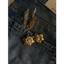 Luciaonline Çelik Gold Pearl Blossom Küpe
