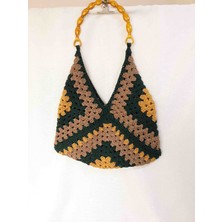 Lal Dizayn El Yapımı Motifli Ahşap Askı Omuz Çanta