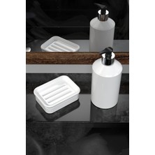 UltraMint Beyaz Kompozit Granit Sabunluk Seti, Dayanıklı ve Şık Banyo Aksesuarları