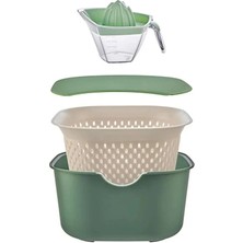 Favorin Karıştırma Kabı Kesme Tahtası Süzgeç Limon ve Narenciye Sıkacağı Seti