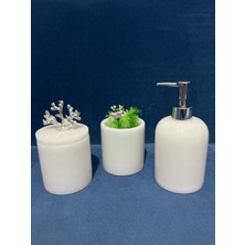 UltraMint Beyaz Mermer Banyo Seti 3 Parça, Şık ve Modern Tasarım