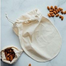 Braventa Collection Turkuazshop Bitkisel Süt Torbası Organik Yoğurt Süzme Kesesi Yıkanabilir Keten Kese Natural Tekstil