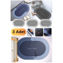 UltraMint 3'lü Yumuşak Silikon Yosun Su Emici Banyo Zemin Paspası