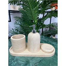 UltraMint Şık ve Modern 4'lü Banyo Seti, Traverten Detaylarıyla Zarafet Katıyor