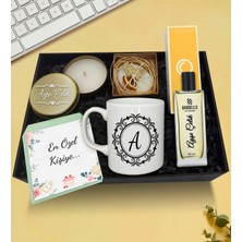 As Gift Kişiye Özel Kadın Parfüm & Beyaz Kupa & Gold Metal Kutulu Mum & Kokulu Sabun Hediye Seti