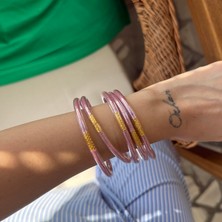 Alice İsstanbul Pembe Plastik Simli Bilezik Seti