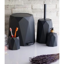 UltraMint Pratik 4'lü Banyo Seti: Çöp Kovası, Tuvalet Fırçası, Sabunluk, Diş Fırçalık