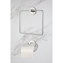 UltraMint Krom Kare Havluluk ve Tuvalet Peçeteliği Seti, Şık ve Kullanışlı Banyo Aksesuarları