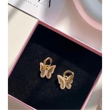 Luciaonline Çelik Gold Shiny Mariposa Küpe