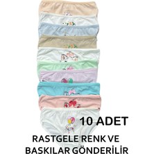 Nicoletta Kız Çocuk Külot 10 Lu Paket Pamuklu Likralı Rastgele Baskılar ve Renkler