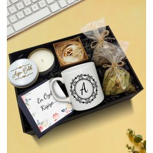 As Gift Kişiye Özel Beyaz Kupa &beyaz Metal Kutulu Mum & Kokulu Sabun & Ihlamur & Ada Çayı Hediye Seti