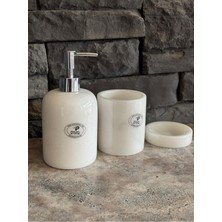 UltraMint Beyaz Mermer 3'lü Banyo Seti, Şık ve Fonksiyonel Tasarım