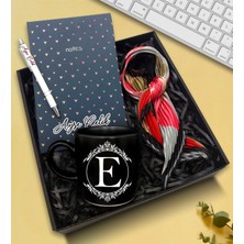As Gift Kişiye Özel Defter & Siyah Kupa & Fular & Beyaz Kalem Hediye Seti