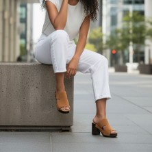 Ne&Ve Shoes Süet Hakiki Deri Hafif Tabanlı Kadın Takunya Terlik