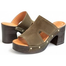 Ne&Ve Shoes Süet Hakiki Deri Hafif Tabanlı Kadın Takunya Terlik
