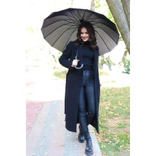 Macerati 16 Telli Kaliteli Siyah  Kırılmaz Bastonlu  Şemsiye