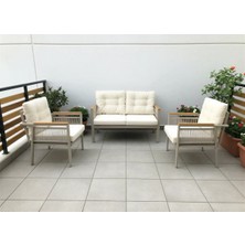 Opal 2+1+1 (Krem) Metal Gövde Balkon-Bahçe-Kafe,çay Seti,koltuk Takımı,oturma Grubu,ofis Koltuğu