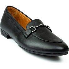 Moda Arena 102 Siyah Deri Kadın Babet