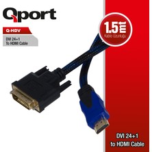 Binbir Göz Bilgisayar Qport Q-Hdv DVI 24+1 To HDMI 1.5mt Çevirici Kablo