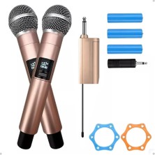 CoverZone Profesyonel Kablosuz Mikrofon Seti 2'li Uhf, 50 Metreye Kadar Mesafe, Gürültü Engelleyici, Şarj Edilebilir Pil, Canlı Yayın, Etkinlik ve Sunumlar Için (Çiftli TTD-M20 Rose Gold)