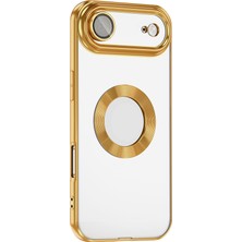 Gpack iPhone 17 Air Uyumlu Kılıf Logo Gösteren Kamera Korumalı Silikon Gold