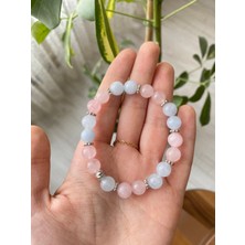 Laryn Huzur Bilekliği Doğal Taş Bileklik Aquamarin & Pembe Kuvars