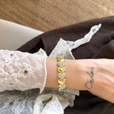 Alice İsstanbul Araları Kalp Taşlı Lastikli Bileklik